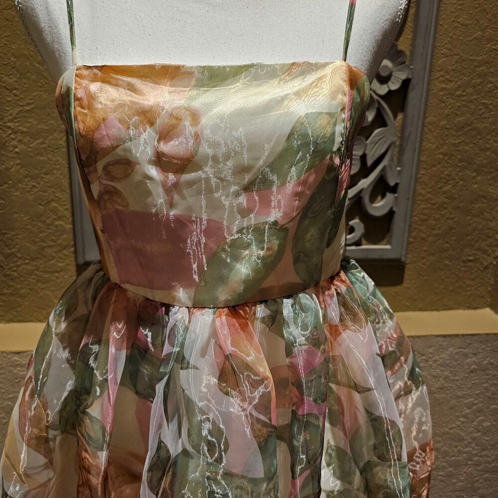 Aura S Organza Floral Sundress Cottagecore Academia Wedding Party Guest Dress - Picture 5 of 14